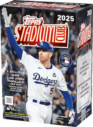 2025 Topps Stadiums
- The Exclusive Look for Trading and Card Base / Chrome Parallel
- 4 Exclusive Base Sera per Box Base Sobs Lime Green Parallels
- No Purchase Necessary. Visit Topps.com/NPN for Details and Entry.
- Tunnel Vision - In Case of Emergency - Savage Sluggers
- 5 Case in Sluggers - Savage Sluggers
- Officially Licensed Product of Major League Baseball
- Product of MLB Players, Inc.
- Freddie Freeman Los Angeles Dodgers