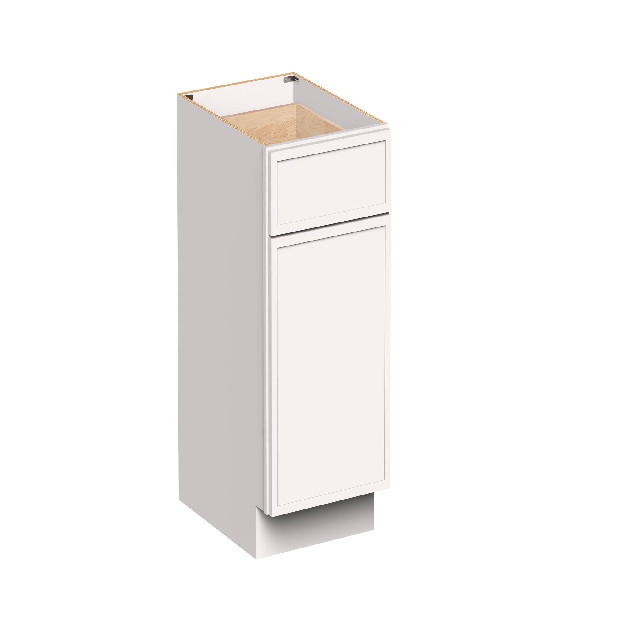 Angle. Boyel Living - 18-in W x 34.5-in H x 24-in D Slim Shaker RTA Kitchen Waste Basket Base Cabinet with Soft-Close - Snow White.