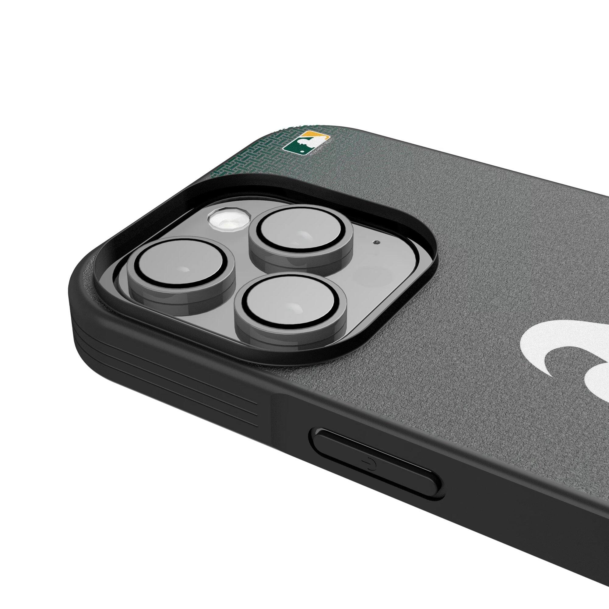 Alt View 3. Keyscaper - Athletics Linen Logo iPhone Bump Case - 13 Pro - Black.