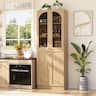 Aheaplus - 80'' Tall Kitchen Pantry Cabinet with Arched Doors and Adjustable Shelves - Nature