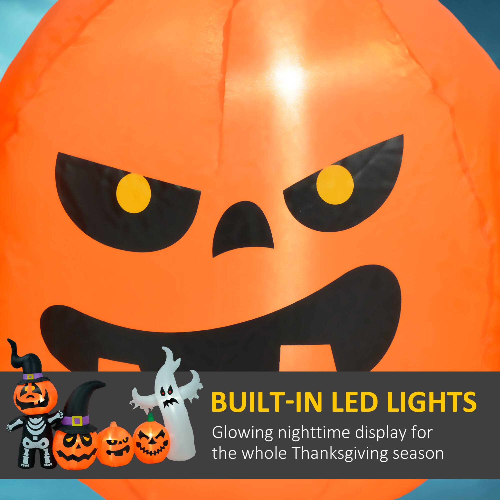 BUILT-IN LED LIGHTS: Glowing nighttime display for the whole Thanksgiving season.