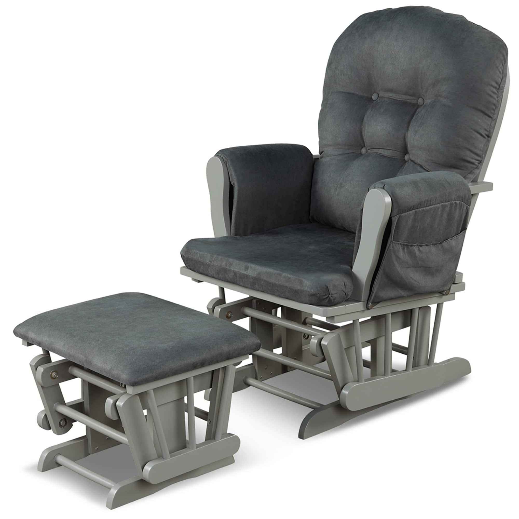 Front. Costway - Glider and Ottoman Cushion Set Wood Nursery Rocking Chair - Dark Grey.