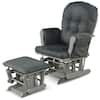 Front. Costway - Glider and Ottoman Cushion Set Wood Nursery Rocking Chair - Dark Grey.