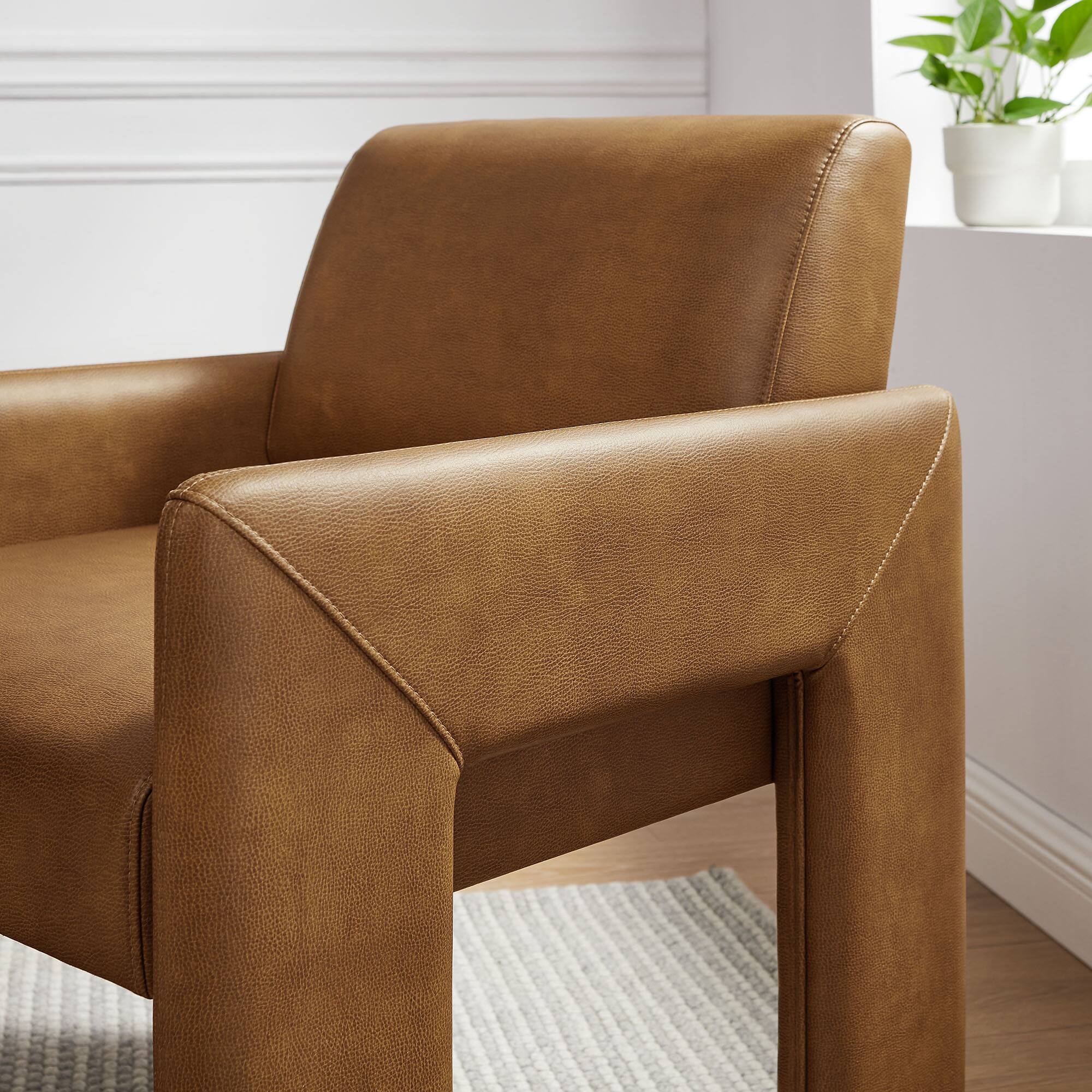 Alt View 5. Modway - Daven Vegan Leather Dining Armchair by Modway - Brown.