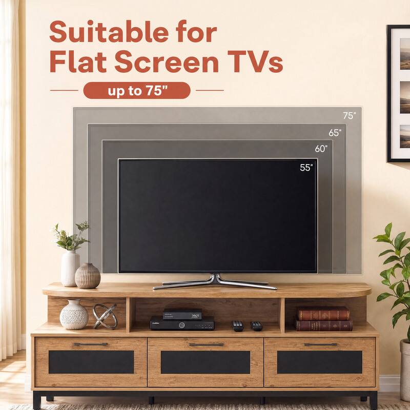 Suitable for Flat Screen TVs up to 75"  
75"  
65"  
60"  
55"