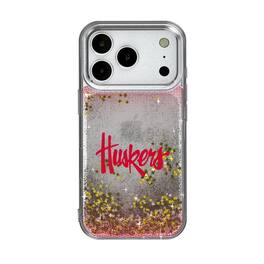 Keyscaper - NCAA - Nebraska Huskers Linen Logo iPhone Glitter Case - 14 - Multicolor