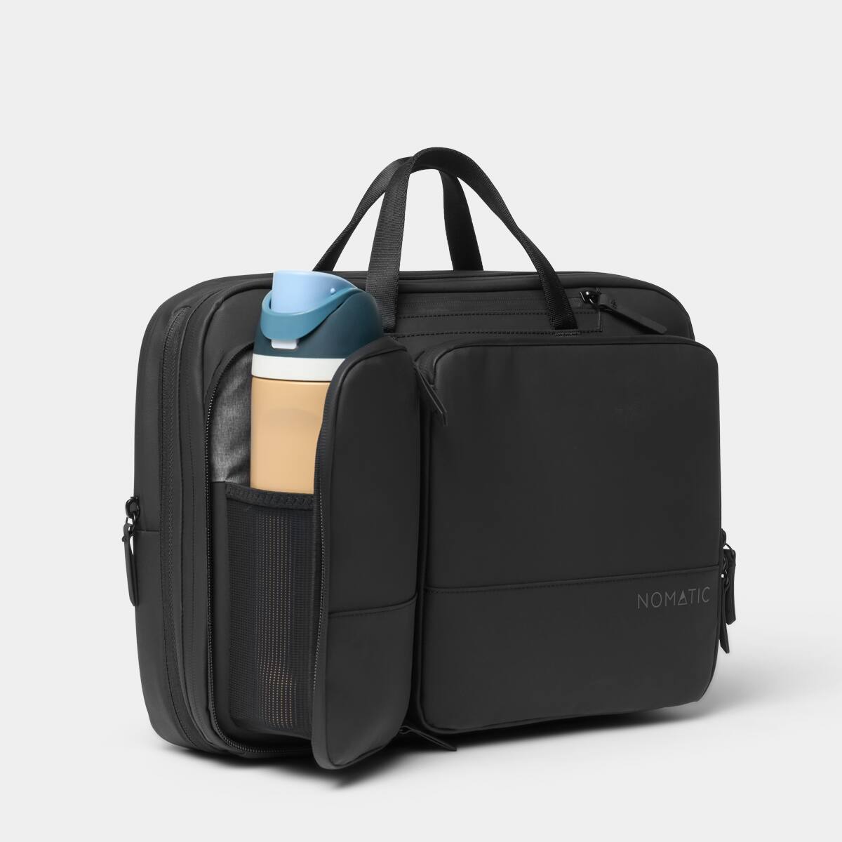 Angle. Nomatic - Slim Messenger Laptop Bag with RFID Pocket, Tech Organizer, Water-Resistant Zippers & Expansion Design - Black.
