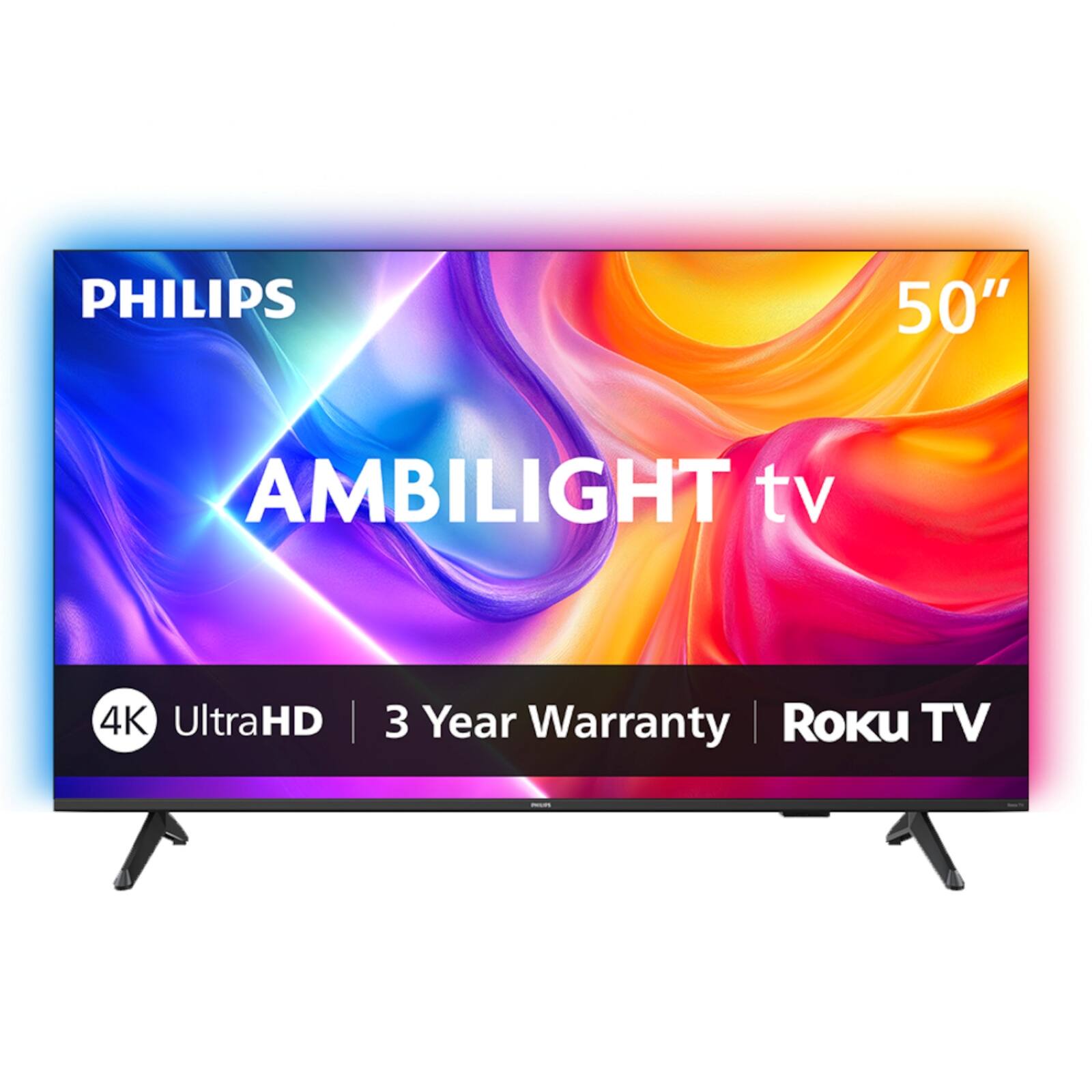 PHILIPS 50" AMBILIGHT TV 4K UltraHD | 3 Year Warranty | Roku TV