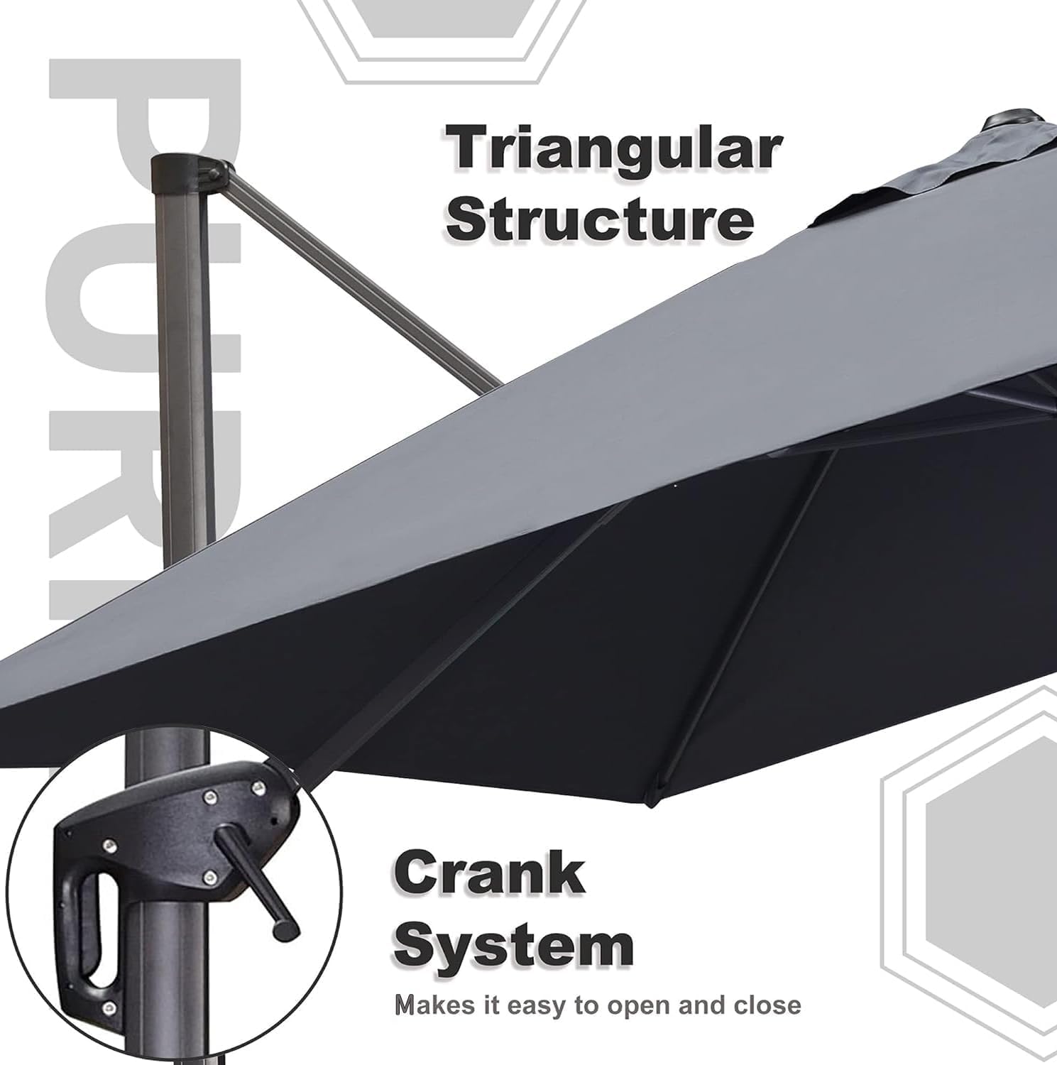 - Triangular Structure
- Crank System
  - Makes it easy to open and close
