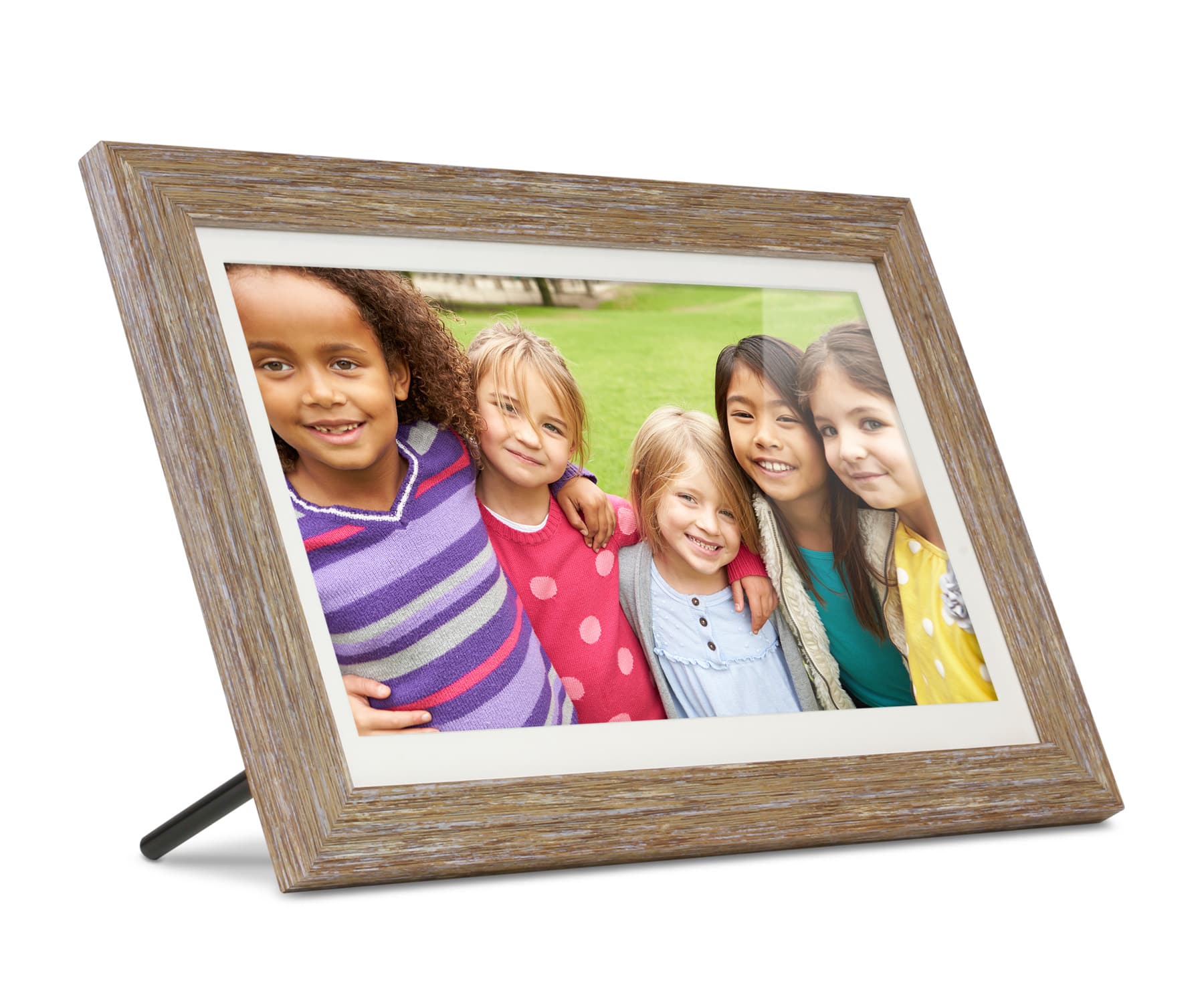 Aluratek - 13.3" Distressed Wood WiFi Digital Photo Frame with Touchscreen LCD Display and 16GB Built-in Memory ASHDPF13F