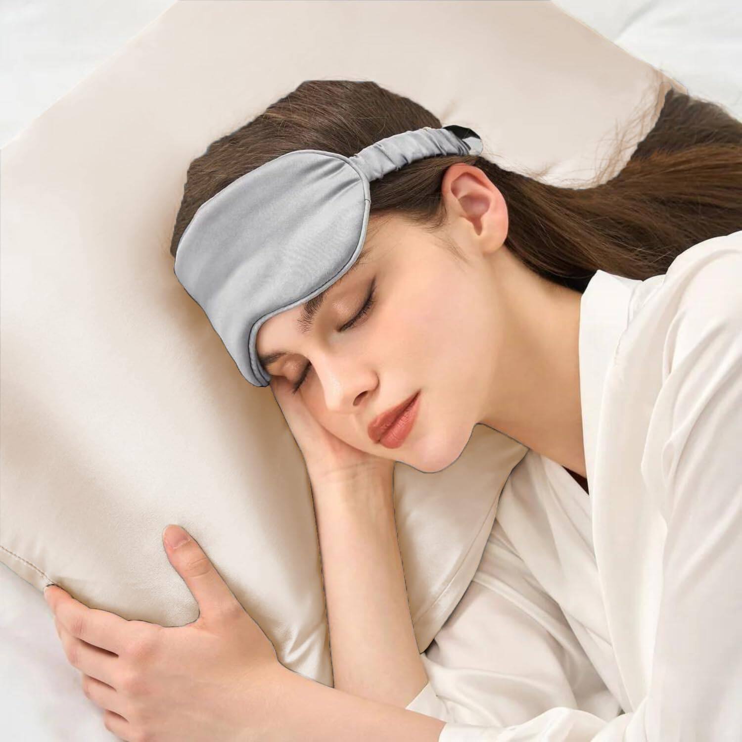 Alt View 6. Fabibe - Luxury Silk Satin Pillowcase For Hair And Skin Pillow Case 20x30 Inch Super Soft Body Cover With Envelope Closure Cases - Beige.