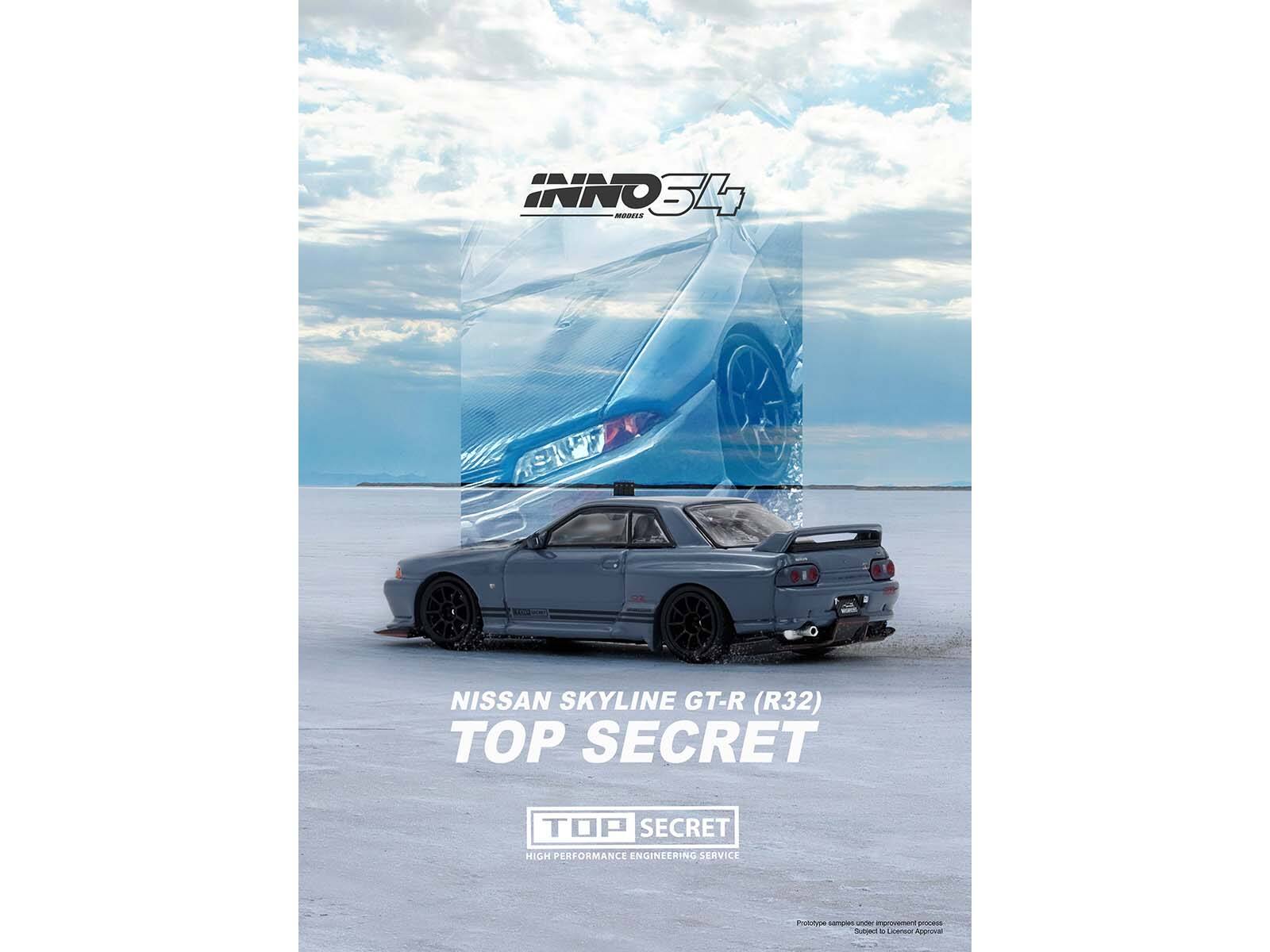 INNO34 MODELS  
NISSAN SKYLINE GT-R (R32)  
TOP SECRET  
TOP SECRET  
HIGH PERFORMANCE ENGINEERING SERVICE  

Prototype sample  
Subject to Licensee Approval