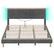 Angle. Bestier - Bed Frame -King Size Bed With LED Light & Adjustable Storage Headboard for Bedroom Upholstered Platform - Grey.