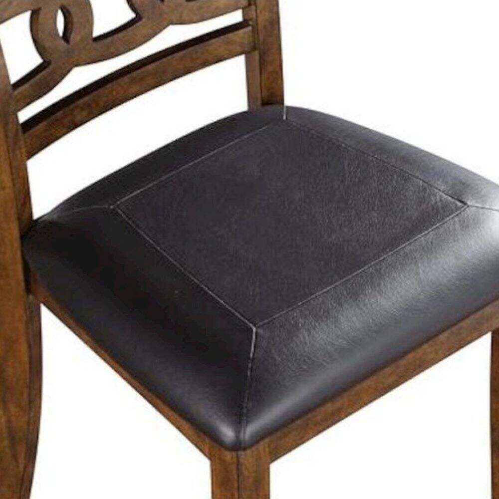 Alt View 2. FurniFact - Wood Dining Chair Set of 4 PU Seat Ebony Brown - Brown.
