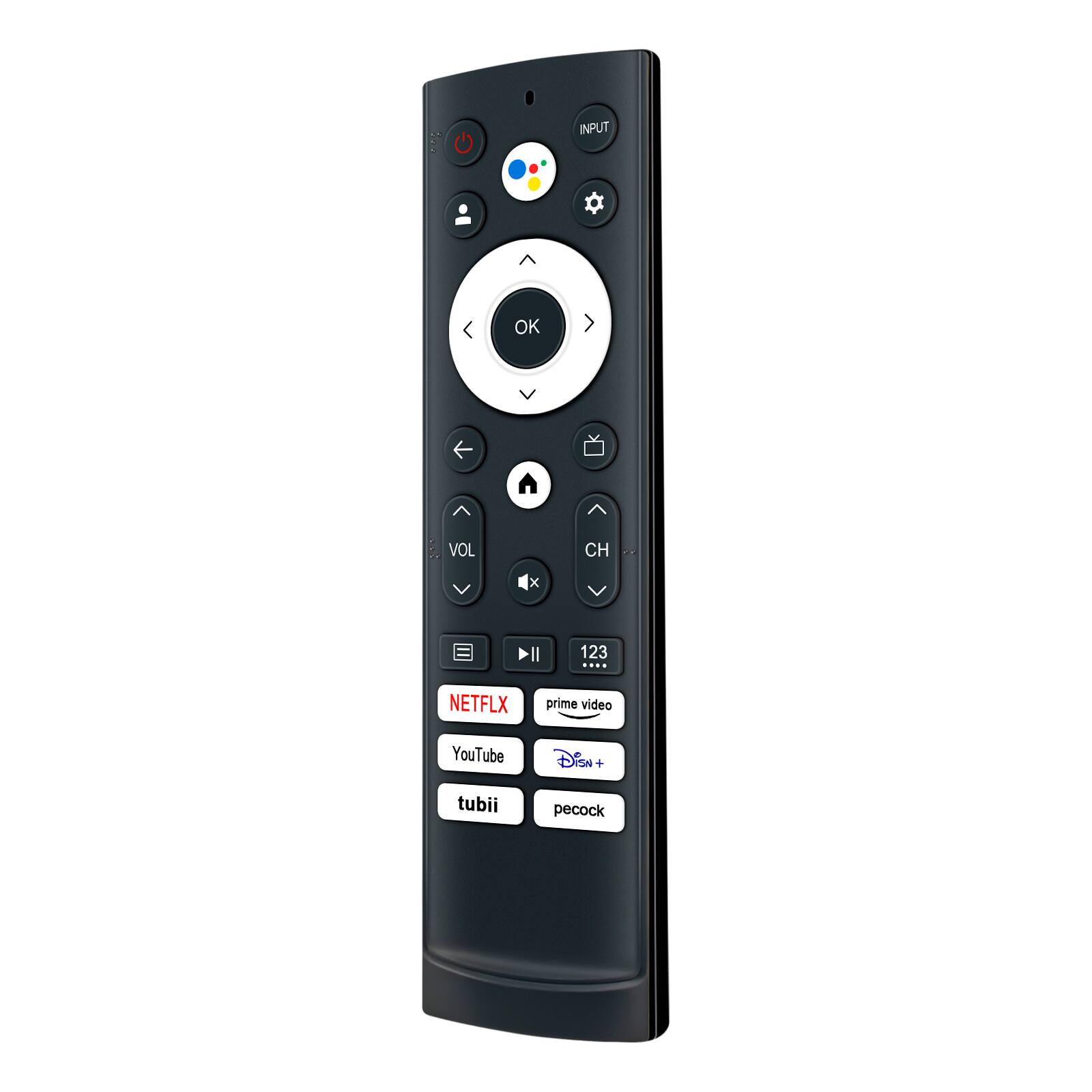 INPUT OK VOL CH x Il 123 NETFLIX prime video YouTube Disney+ tubi peacock