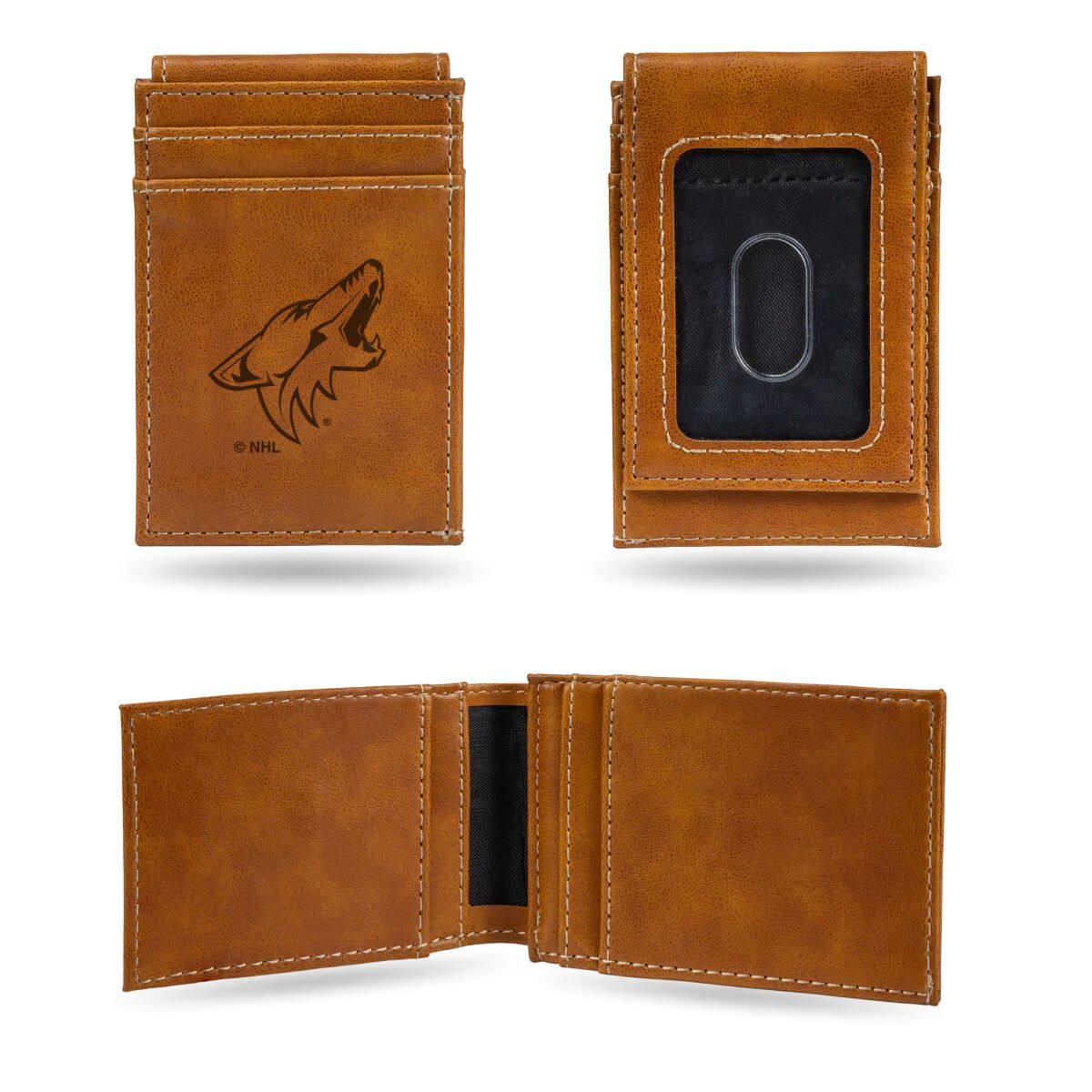 Front. Rico Industries - Arizona Coyotes Brown Money Clip Front Pocket Slim Wallet - Multi.