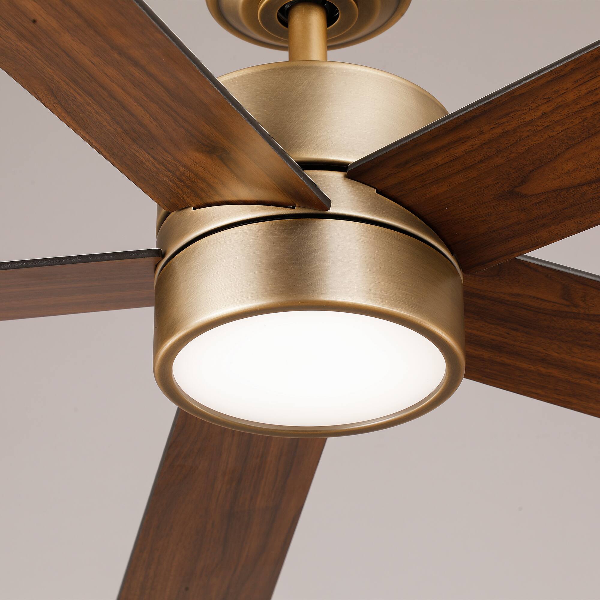Alt View 8. Parrot Uncle - 60" Modern Natural Brass Integrated LED Ceiling Fan with Light and Remote - Brass.