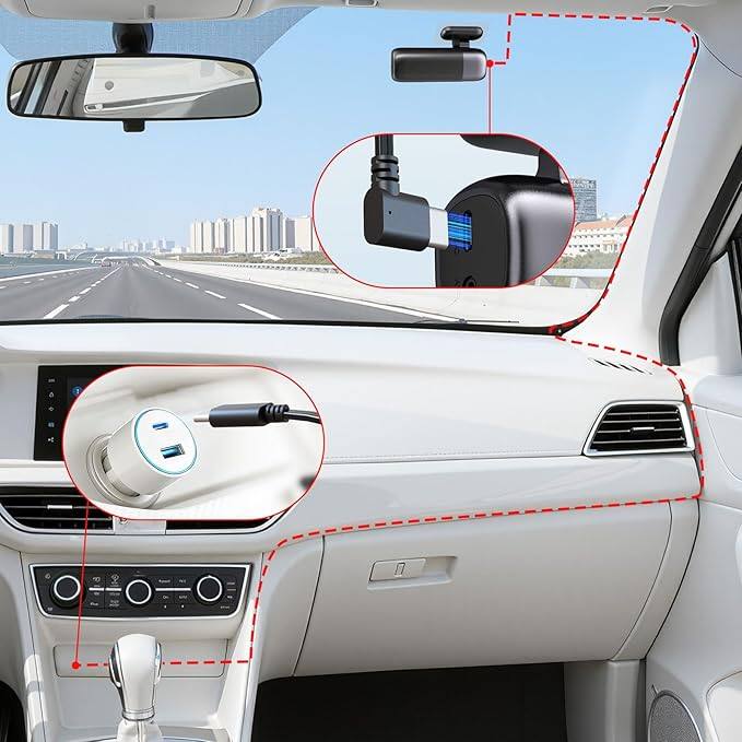 Alt View 1. REDTIGER - 11.5Ft USB Type-C Power Cord Series Dash Cam.