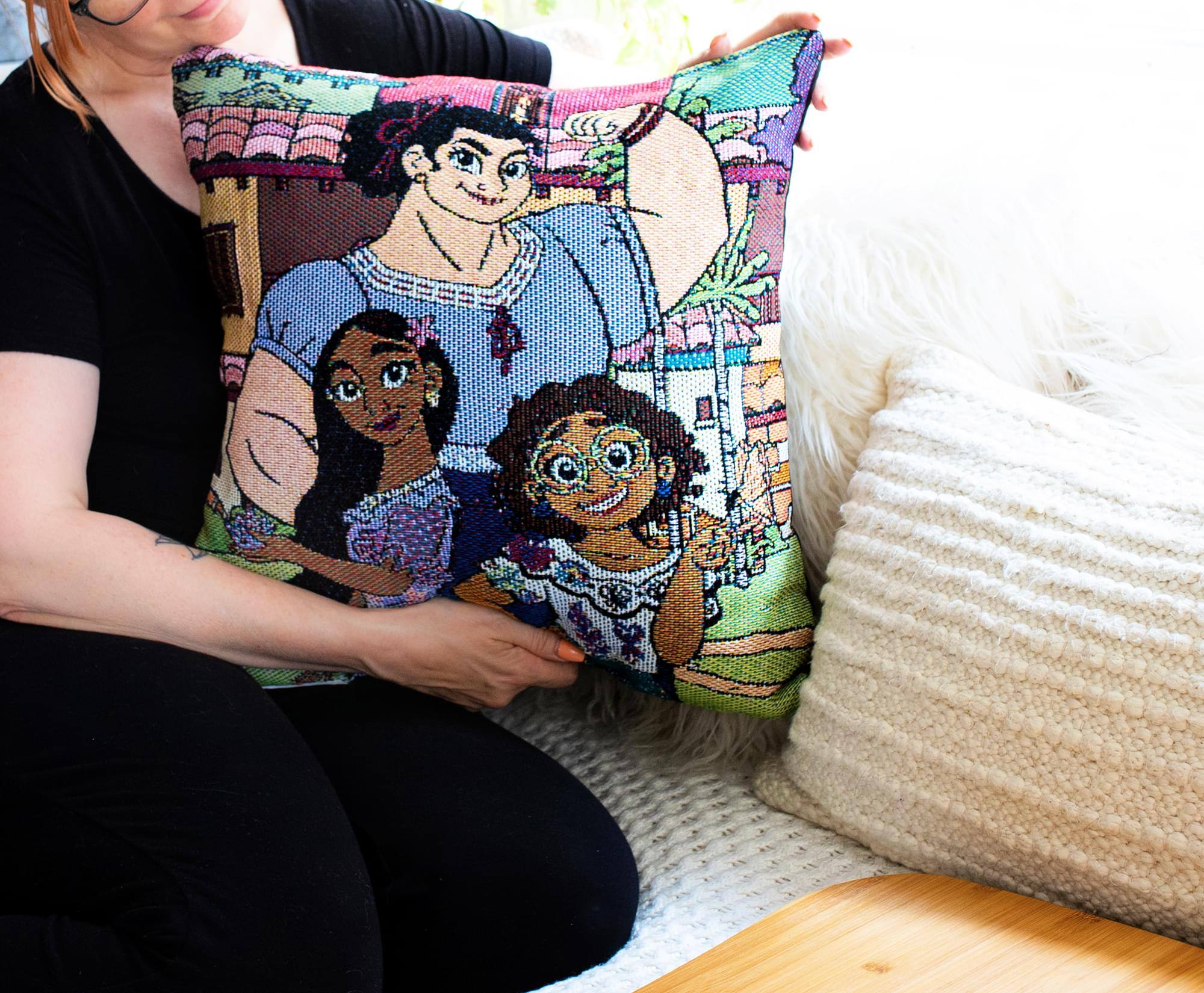 Alt View 3. Disney - Disney Encanto Family Portrait Woven Tapestry Throw Pillow Cushion | 18 Inches - Brown.