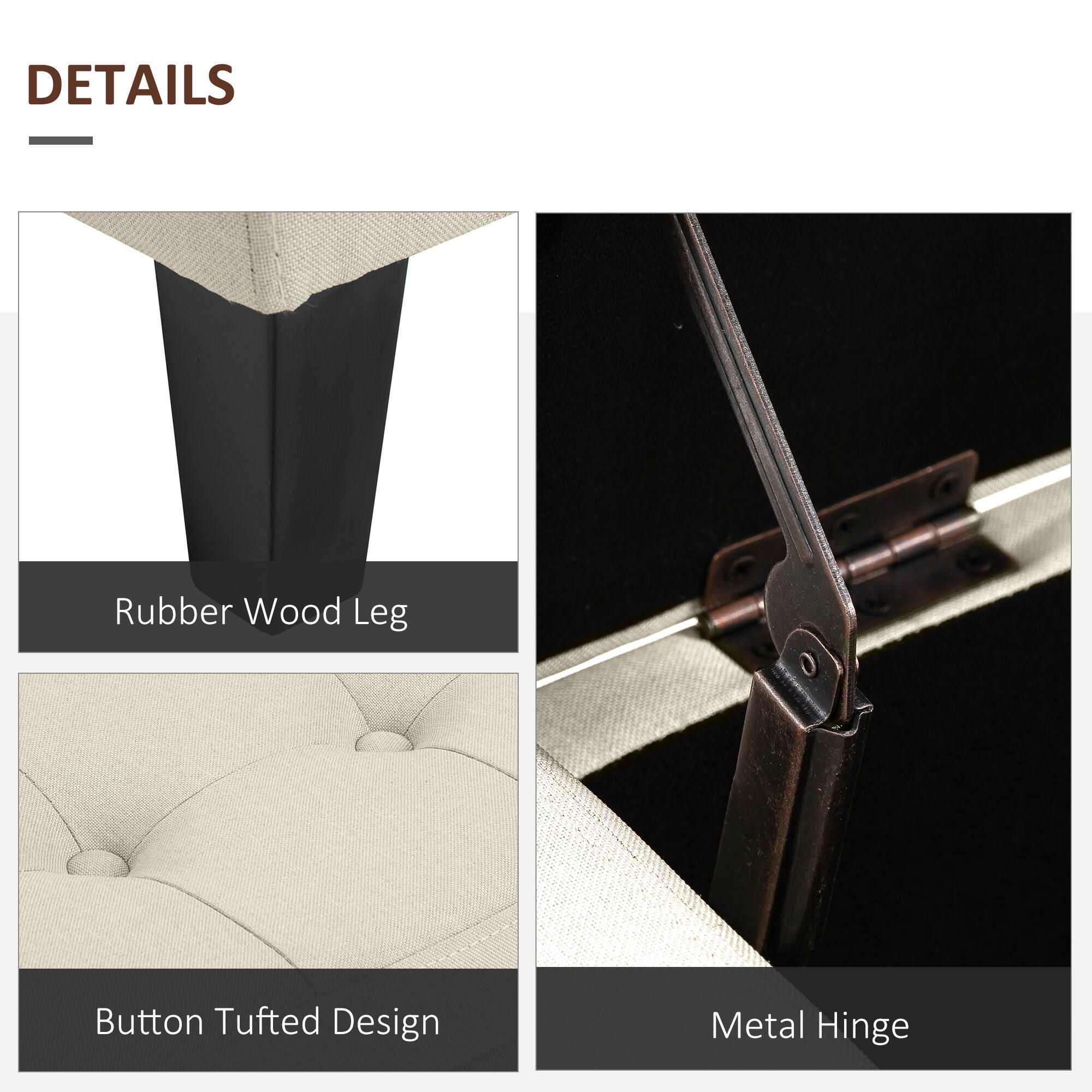 DETAILS

Rubber Wood Leg
Button Tufted Design
Metal Hinge