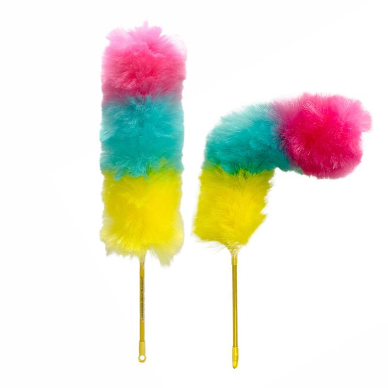 Angle. Kitchen + Home - Large Static Duster - 27" Inch Electrostatic Feather Duster - Cotton Candy - multicolor.