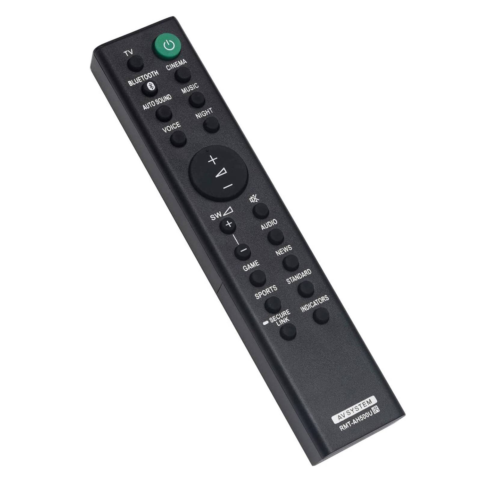 TV CINEMA BLUETOOTH MUSIC AUTO SOUND NIGHT VOICE + 4 SW + AUDIO - NEWS GAME STANDARD SPORTS INDICATORS SECURE LINK SYSTEM EM aC VA RMT-AH500U