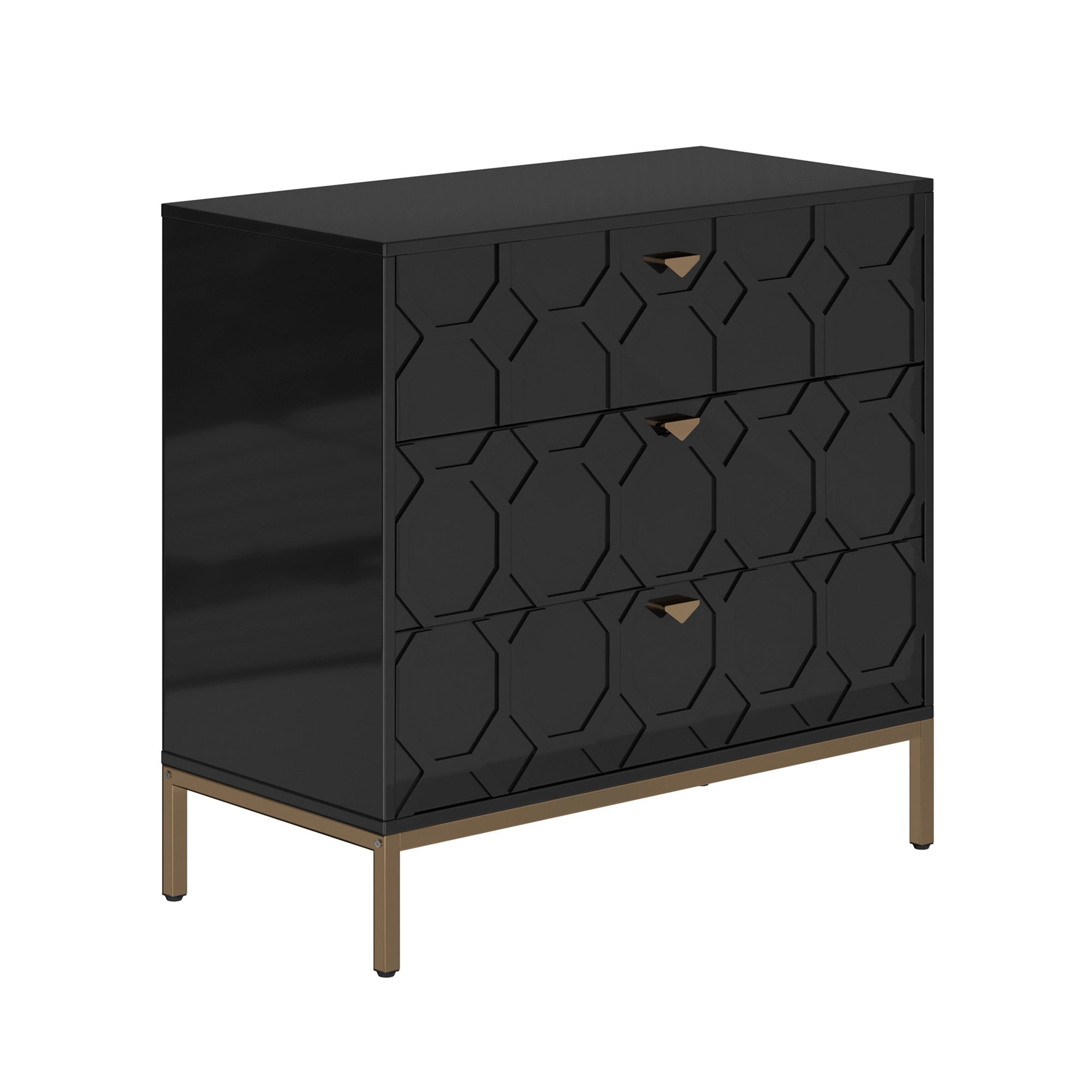 Front. Boyel Living - 32.28 in. H Freestanding Storage Cabinet Black 3 Drawer Accent Cabinet - Black.