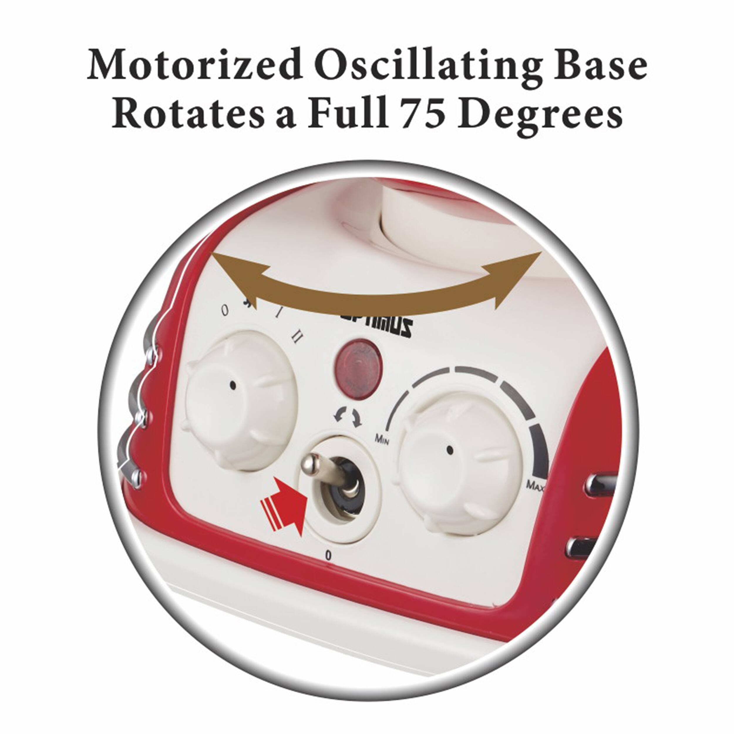 Motorized Oscillating Base Rotates a Full 75 Degrees 0 II zum MiN MAX 0