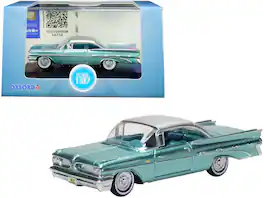 1959 Pontiac Bonneville Coupe Seaspray Green with Silver Top 1/87 (HO) Scale Diecast Model Car by Oxford Diecast