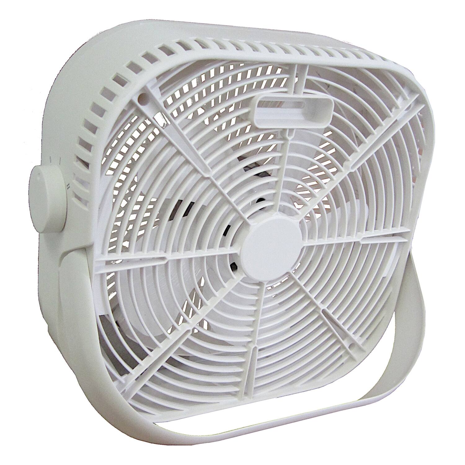 Alt View 2. Optimus - 12" 2-Speed 40W Box Fan F-1023 - White.