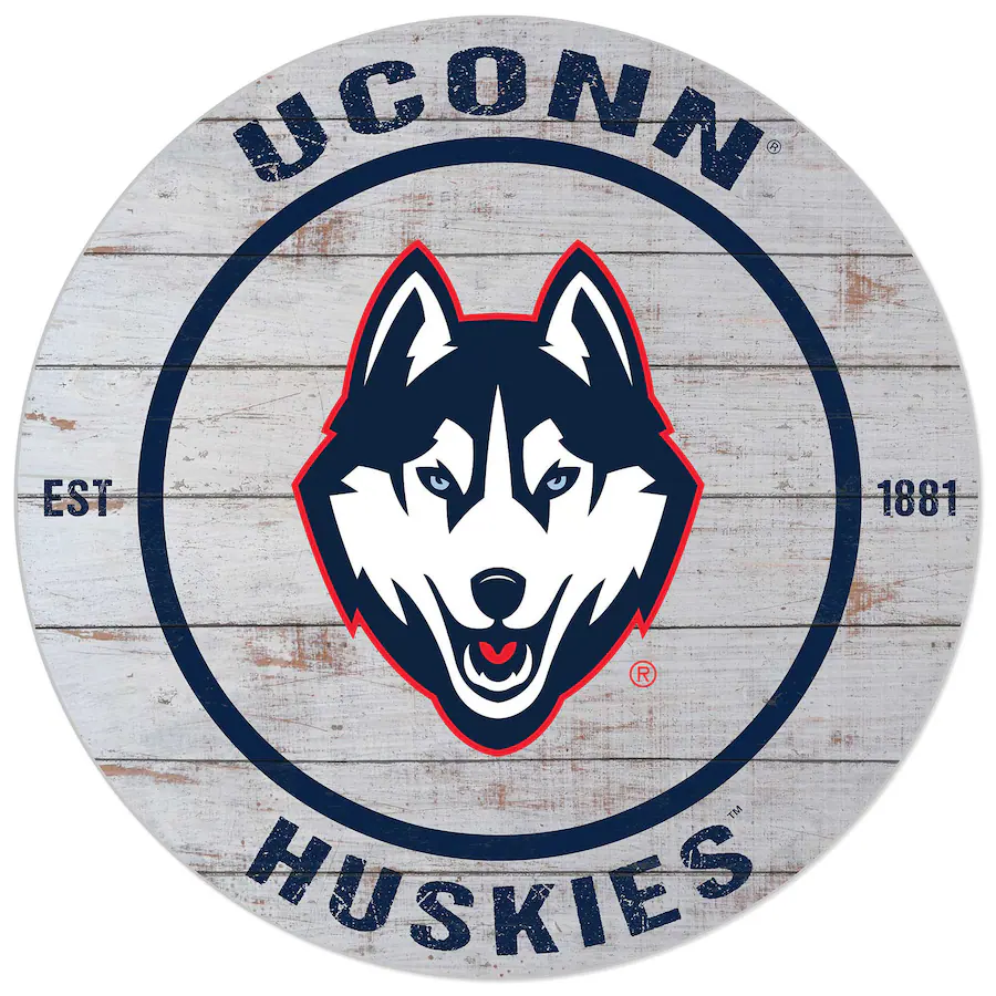 Uconn Hand Sign Jardine UConn Huskies 20'' x 20'' Indoor/Outdoor Weathered Circle Sign ...