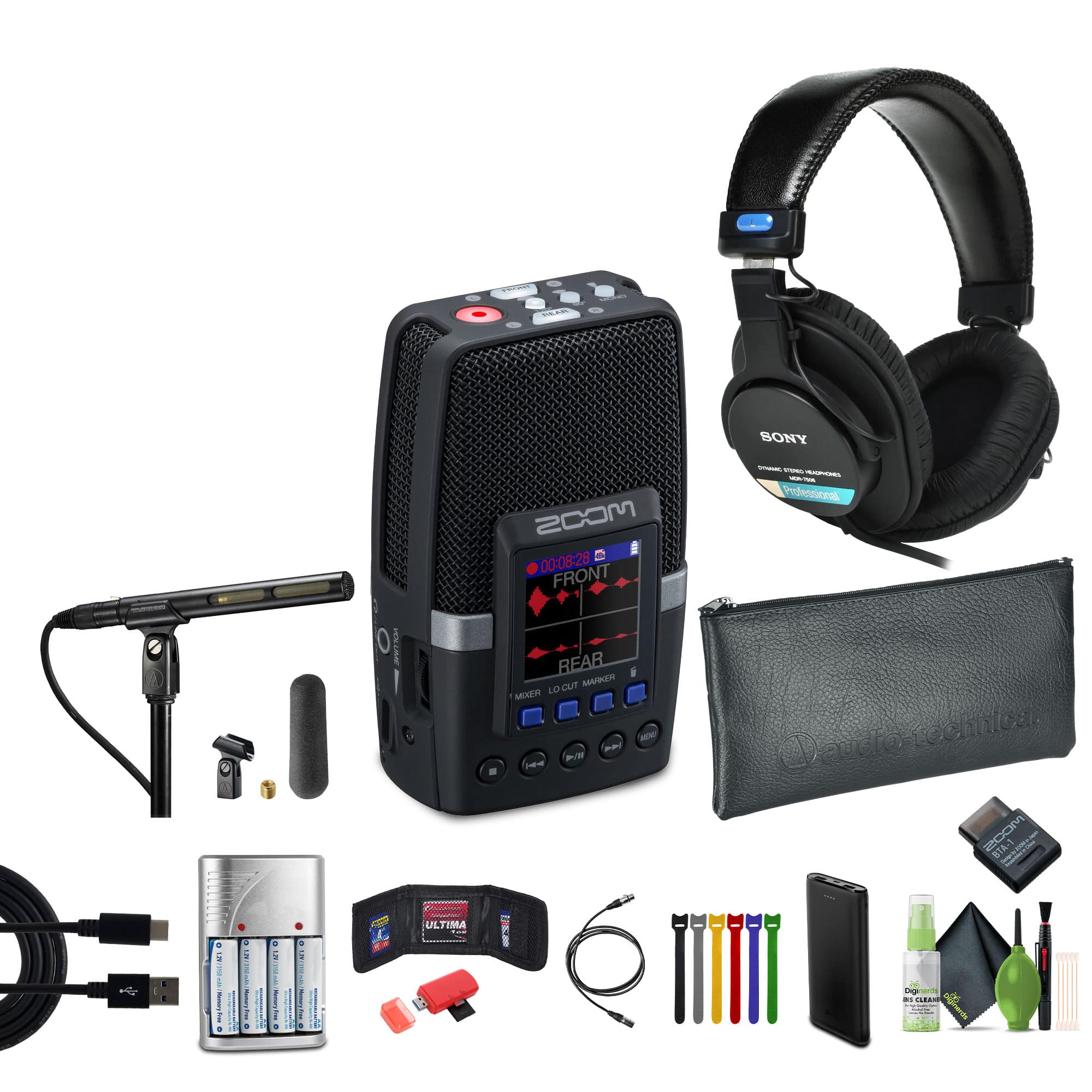 Zoom - H2essential Multi-Mic Handy Recorder, Sony MDR-7506 Headphones, Bundle