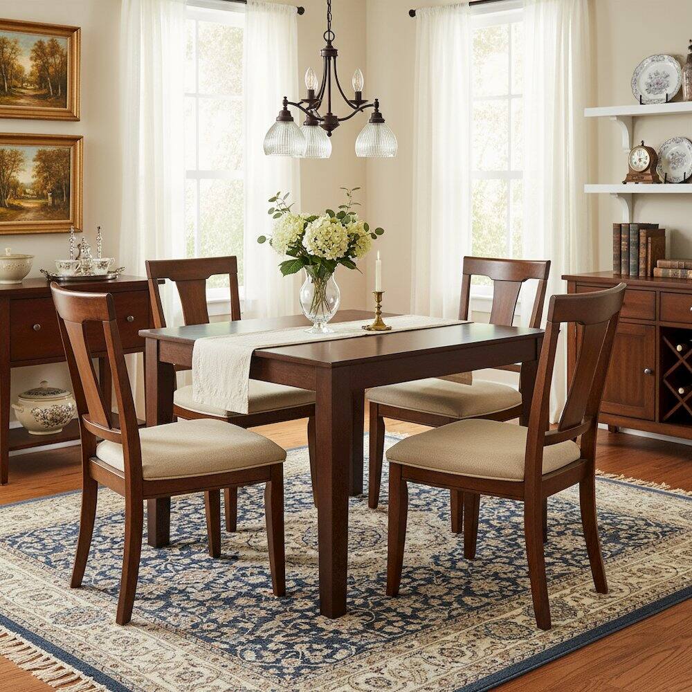 Left. FurniFact - Square Dining Table - Mahogany.