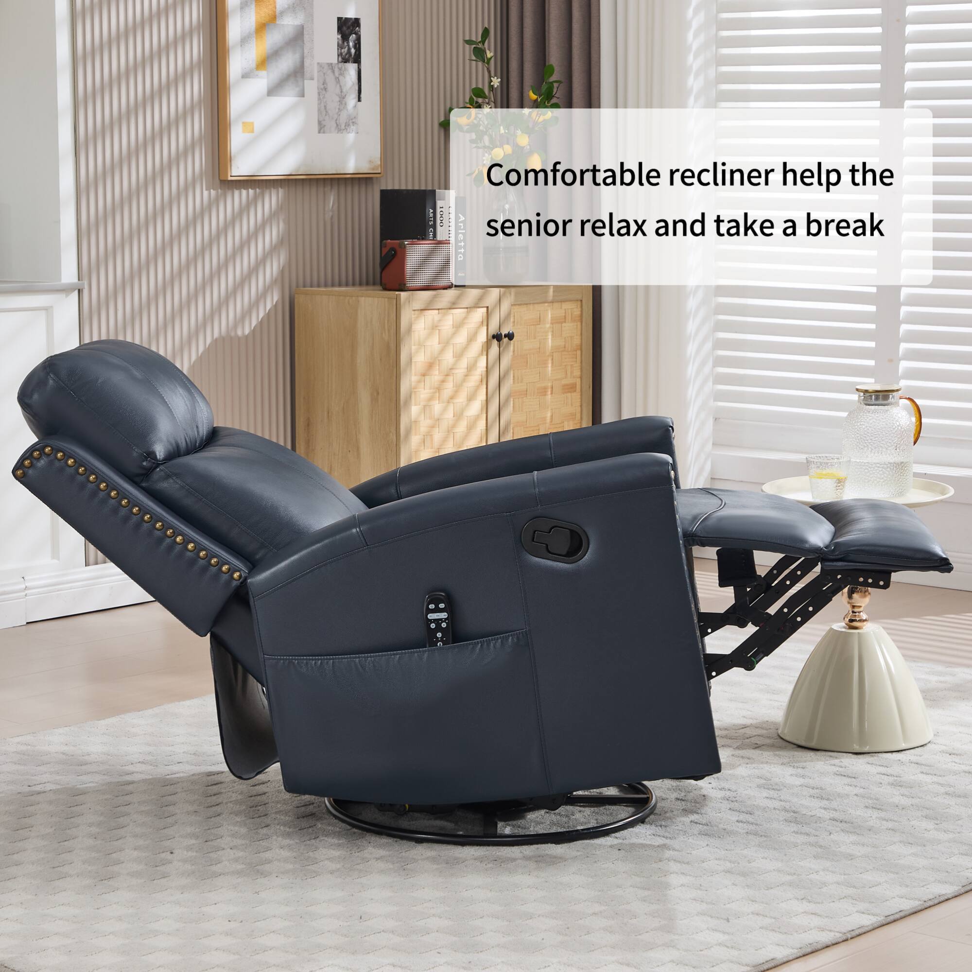 Comfortable recliner help the senior relax and take a break