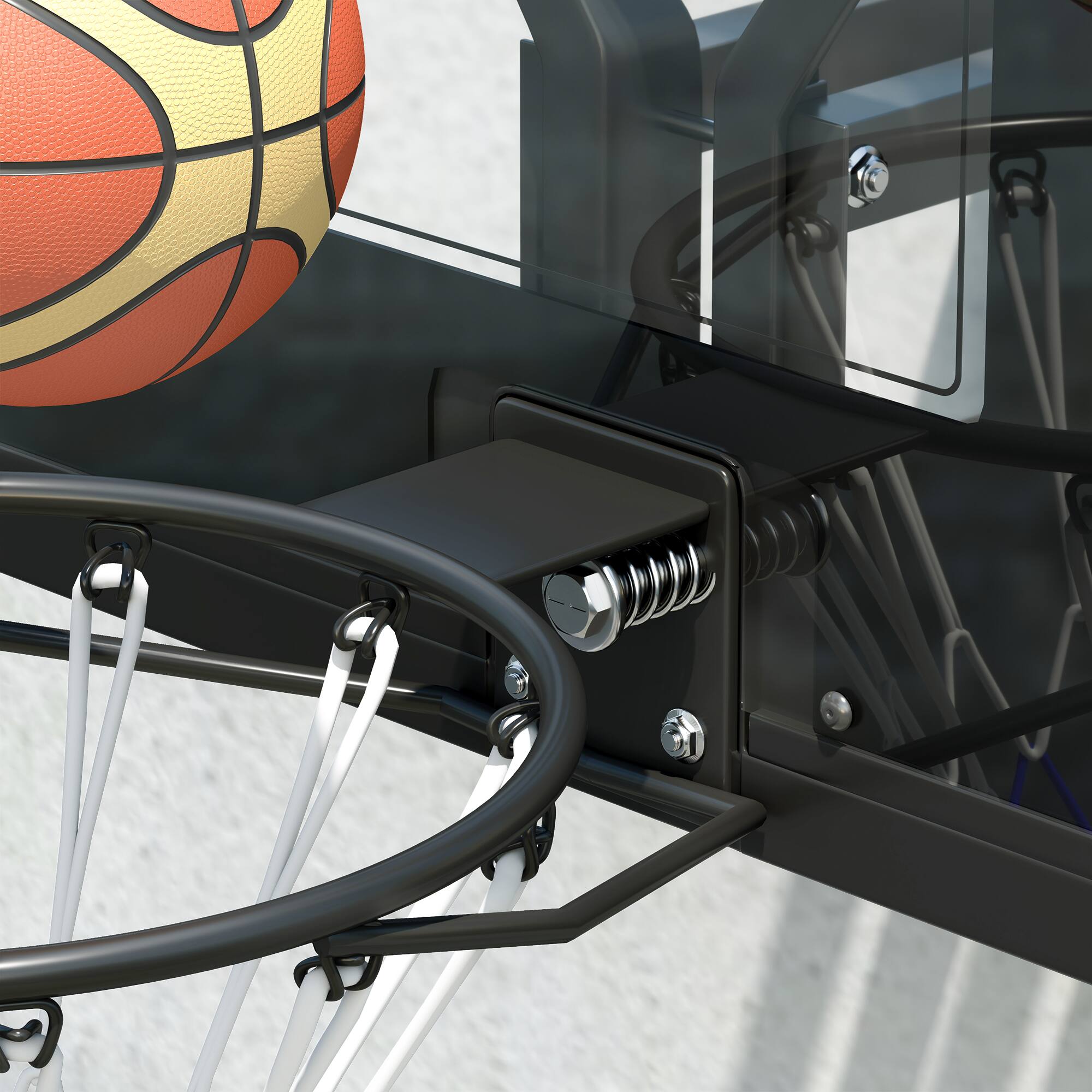 Alt View 5. Soozier - Soozier Wall Mounted Basketball Hoop, Basketball Goal Combo Kit with 43" Reinforced Shatter Resistant Backboard - Black.