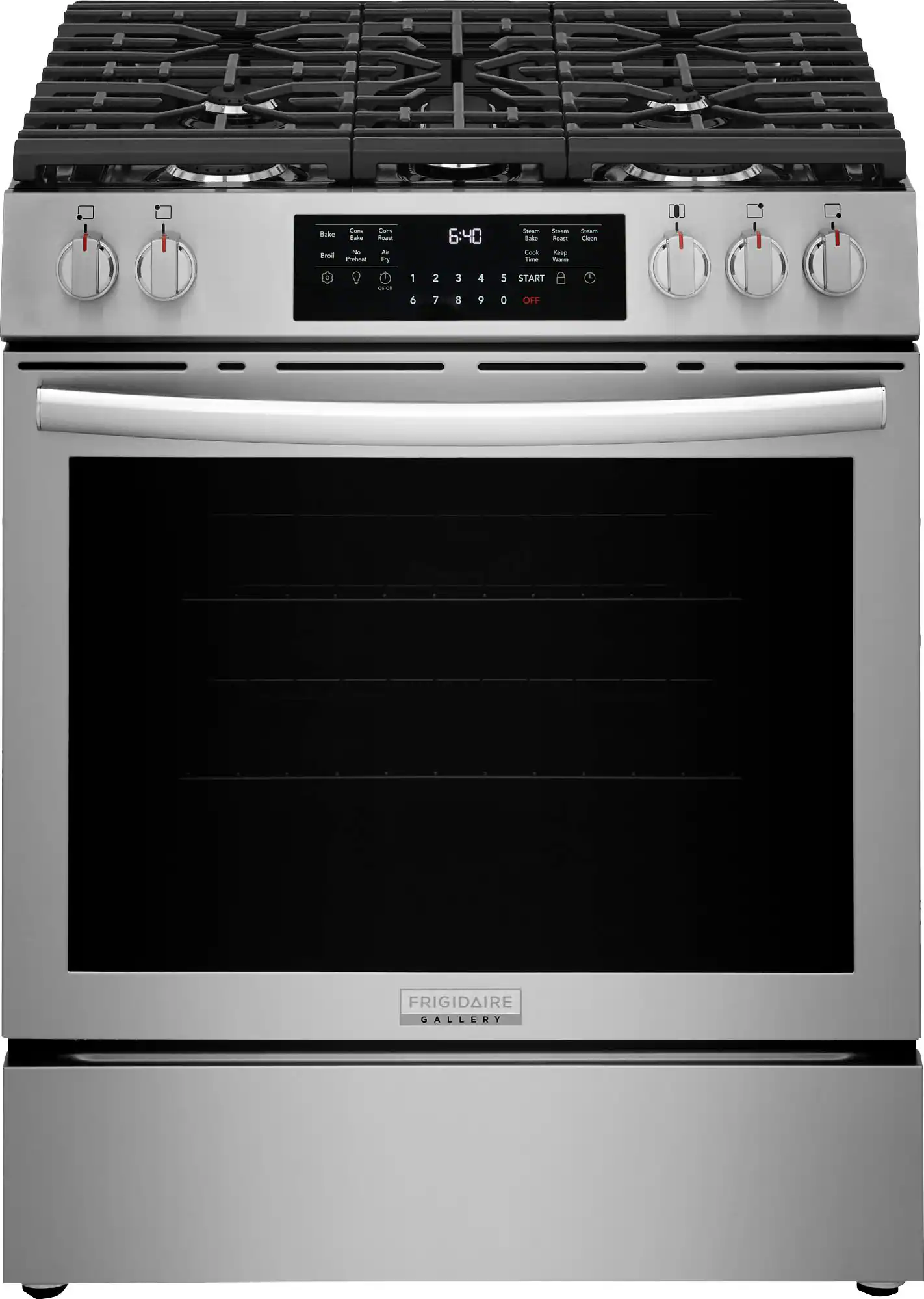 Frigidaire - Gallery 5.1 Cu. Ft. Slide-in Gas Total Convection Range with Air Fry and Steam Clean - Stainless Steel