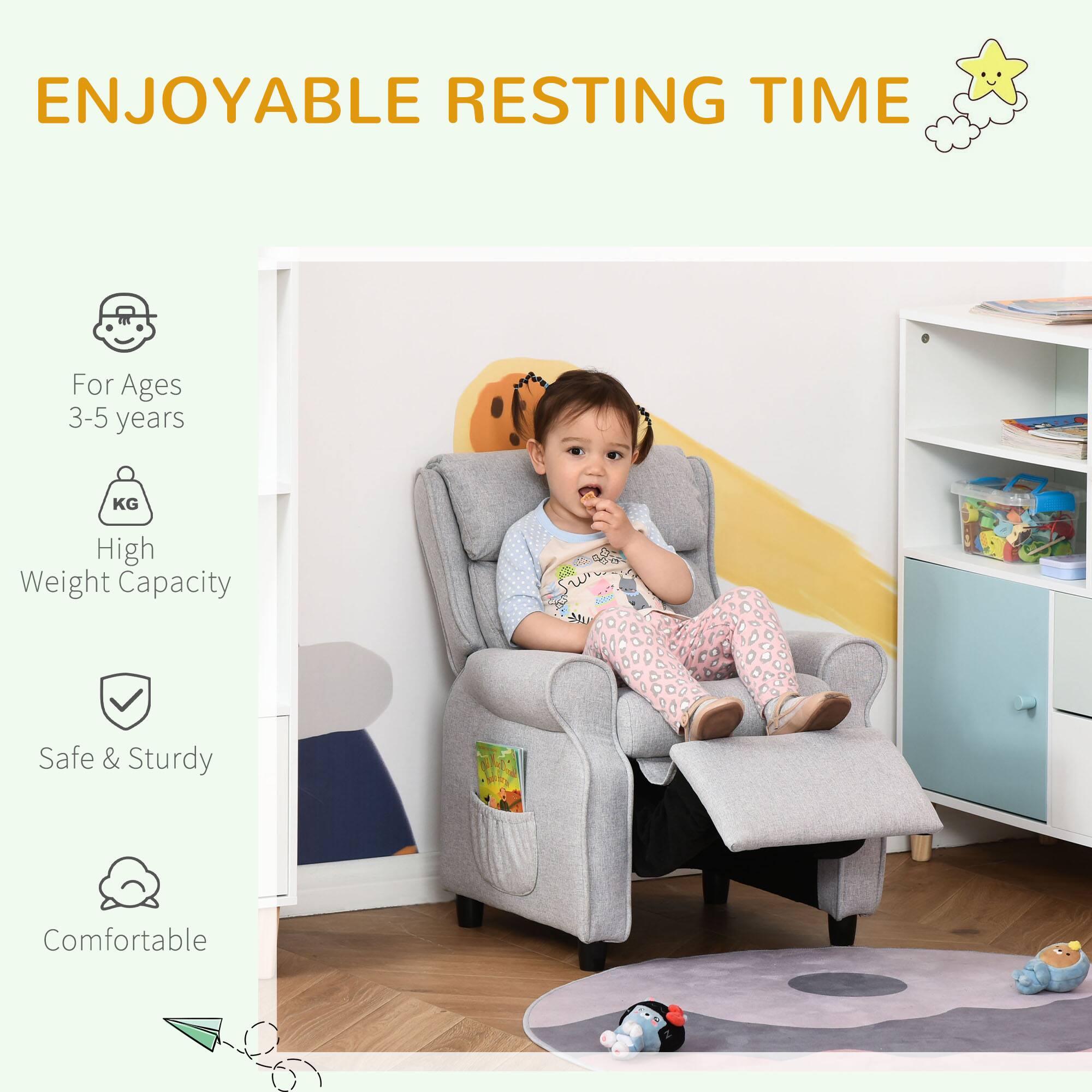 ENJOYABLE RESTING TIME

- For Ages 3-5 years
- High Weight Capacity
- Safe & Sturdy
- Comfortable