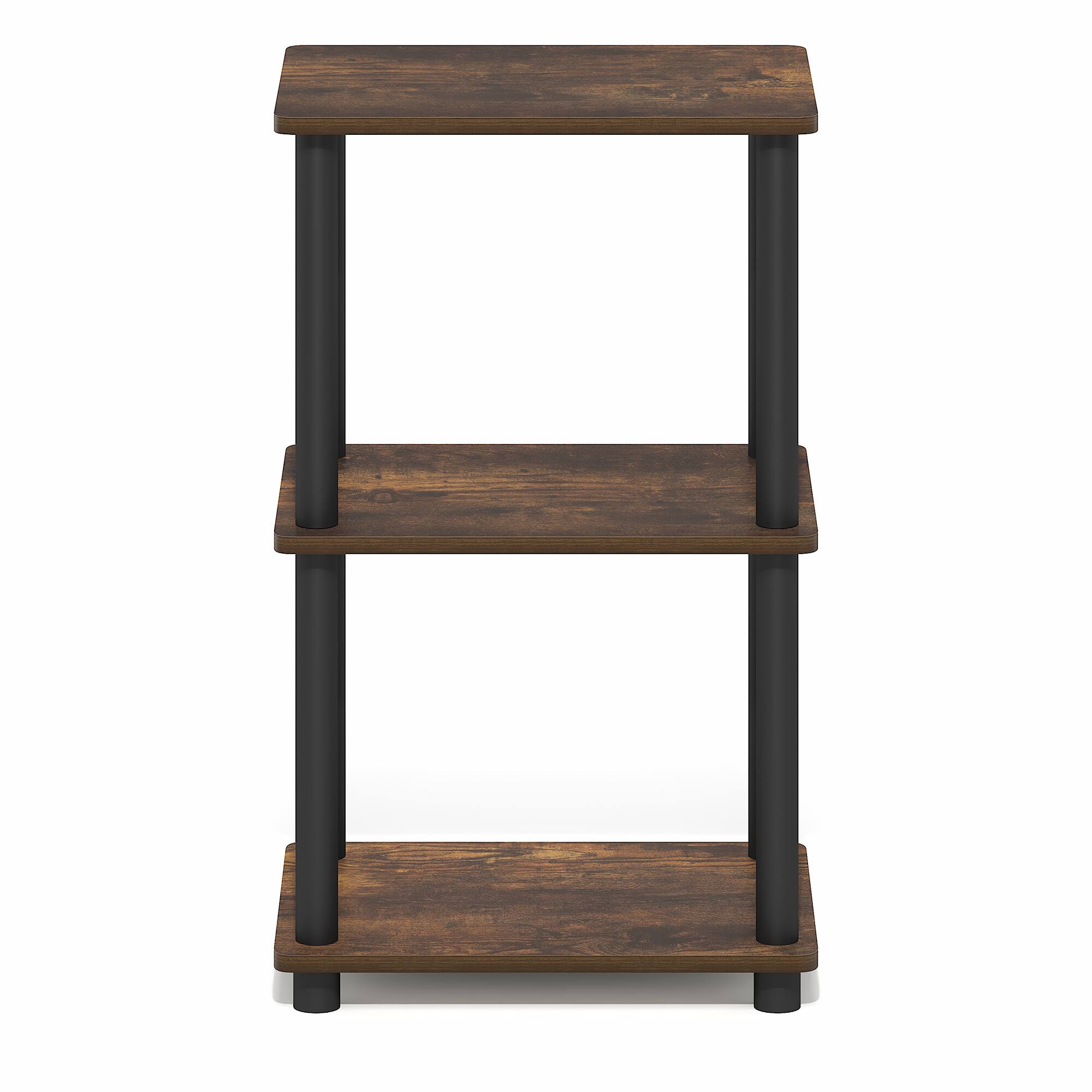Alt View 6. Furinno - TURN-N-TUBE Storage Shelves, 3-Tier Open Frame Book Shelf, Standing Corner Shelf, Toolless Assembly, Open Shelves - Amber Pine/Black.