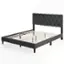 Angle. Costway - Queen Size Bed Frame with Button-Tufted Headboard & Wooden Slats Easy Assembly - Gray.