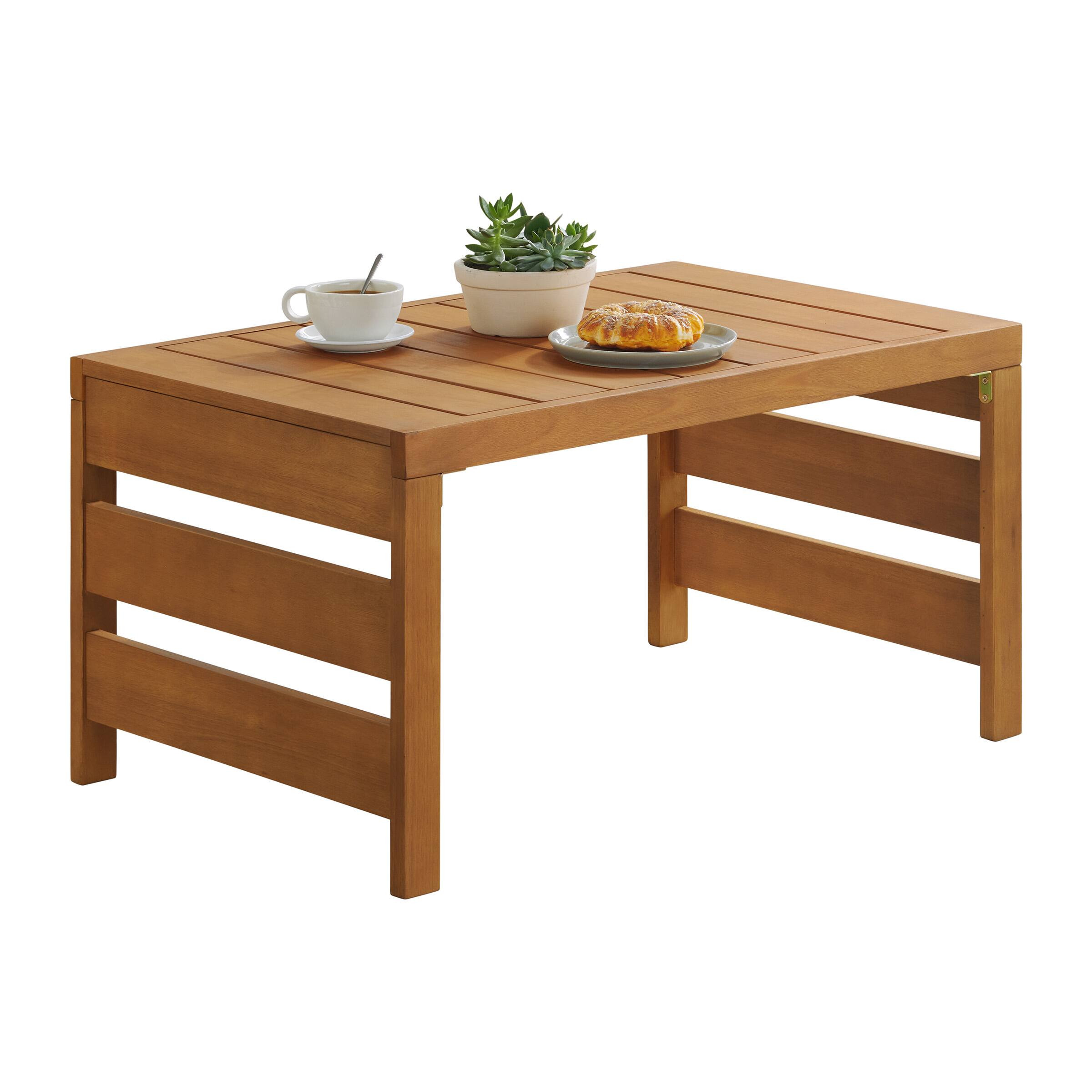 Alt View 3. Alaterre Furniture - Barton Outdoor Coffee Table Weather-Resistant Eucalyptus Wood Slotted Table - Brown.