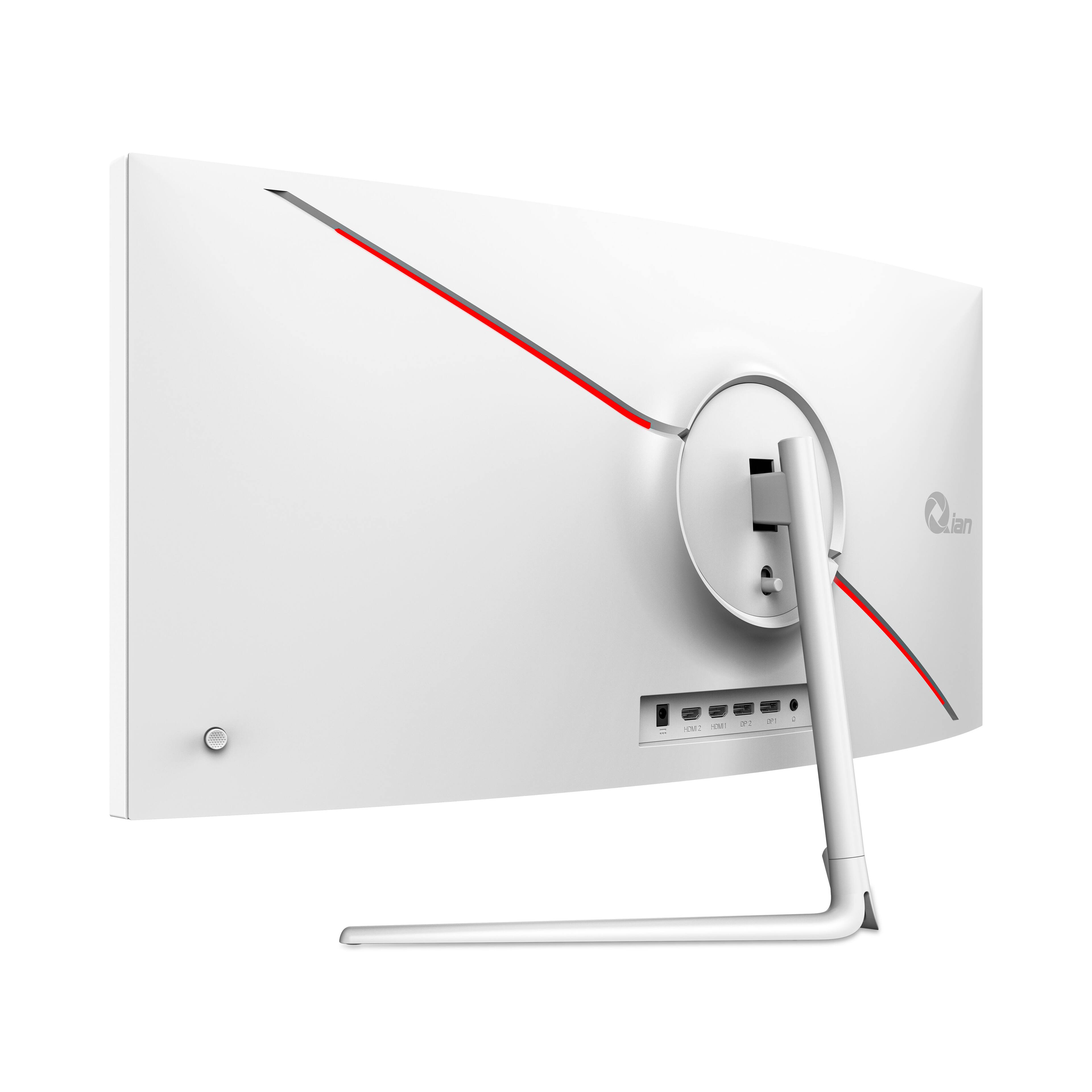 Alt View 2. Qian - Qian Curved Monitor. Ultrawide, 200Hz, 1080p FHD, HDMI, Display Port. Model QMC-VA30-02 - White.