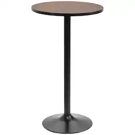 Homcom - 42" H Bar Height Round Bar Table, Rustic Industrial Pub Table, Elm Wood Top Bistro Table with Metal Base - Black, Brown
