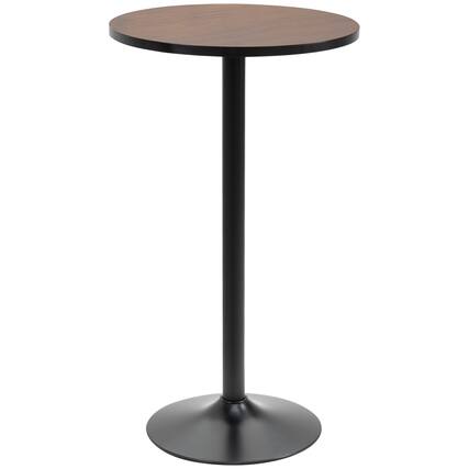 Front. Homcom - 42" H Bar Height Round Bar Table, Rustic Industrial Pub Table, Elm Wood Top Bistro Table with Metal Base - Black, Brown.