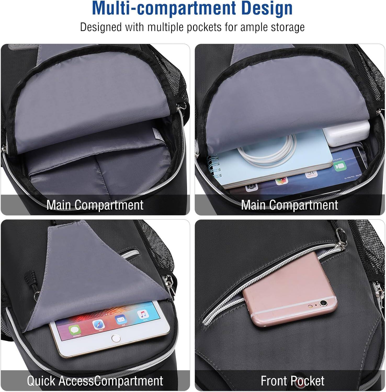 Multi-compartment Design  
Designed with multiple pockets for ample storage  

Main Compartment  
Main Compartment  
Quick Access Compartment  
Front Pocket