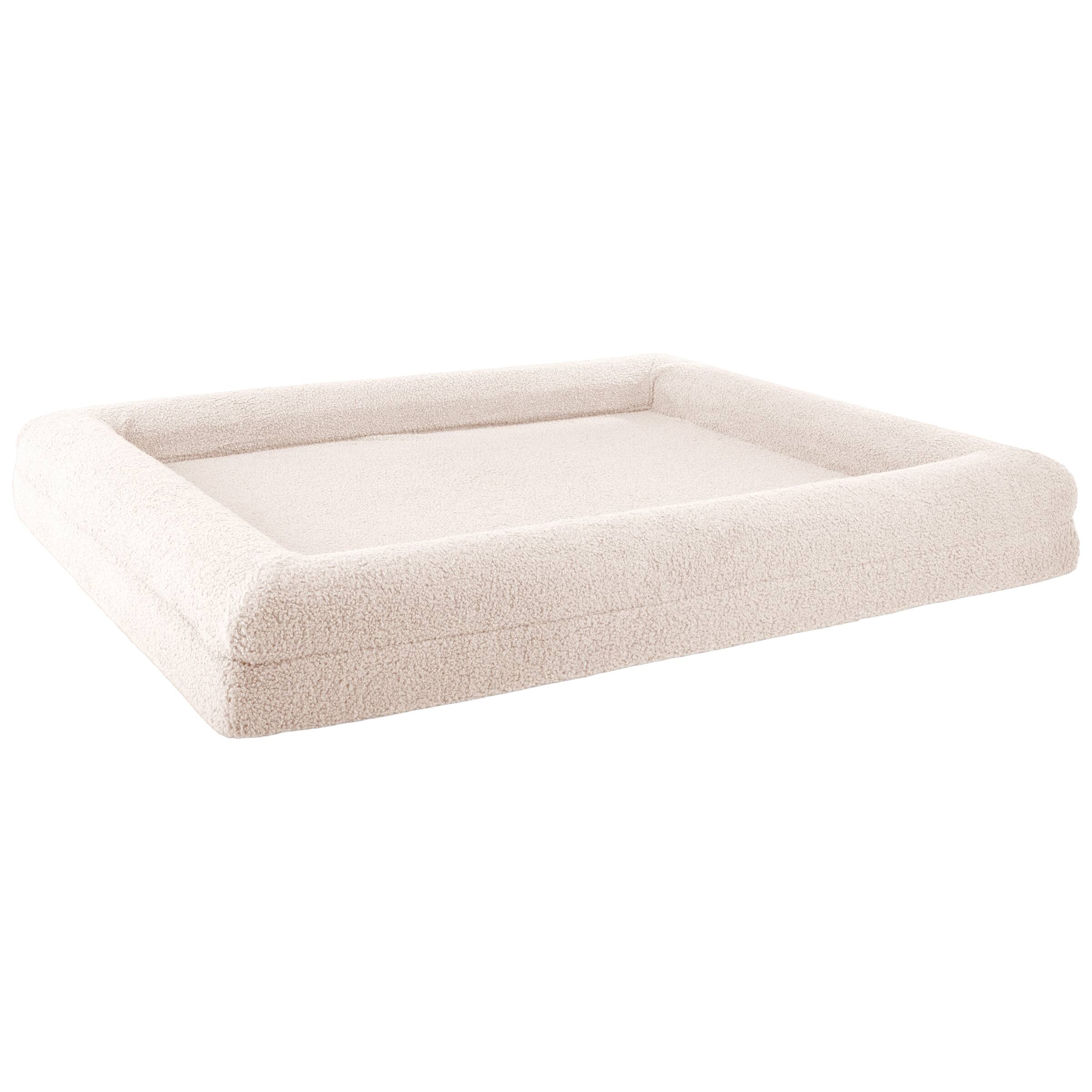 Back. PetMaker - 45in Large Dog Bed with Bolster - Cream.