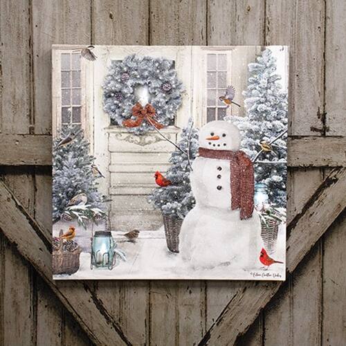 Angle. BreeBe - Snowman Porch Lighted Canvas 18" - Multicolor.