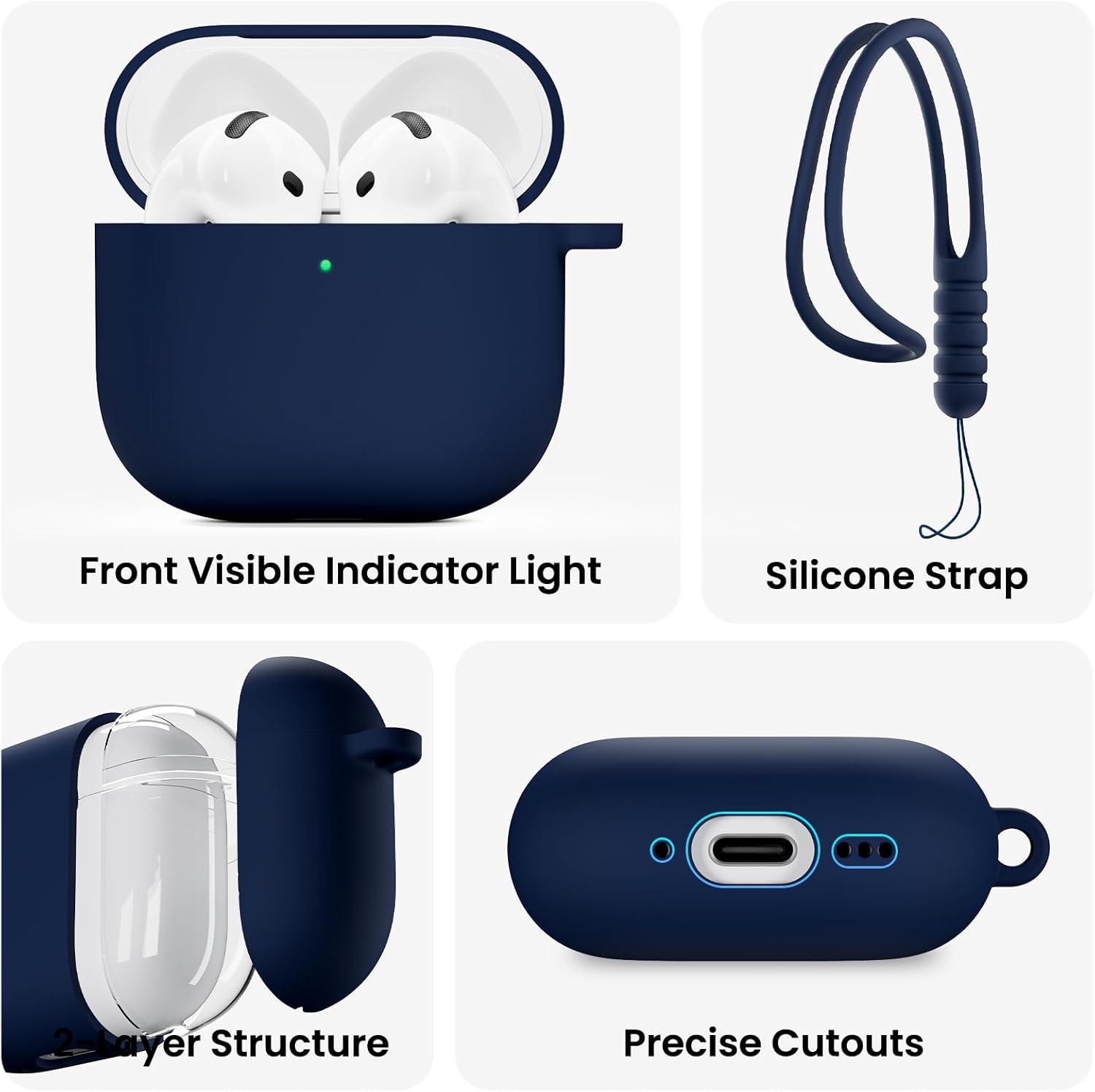Front Visible Indicator Light Silicone Strap Precise Cutouts