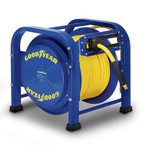 Goodyear - Portable Industrial Retractable Air Hose Reel - 3/8" x 100' Ft, 3/8"