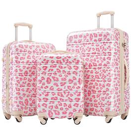 LOVMOR - 3-Piece Hardshell Luggage Set 20/24/28" TSA - Pink Leopard