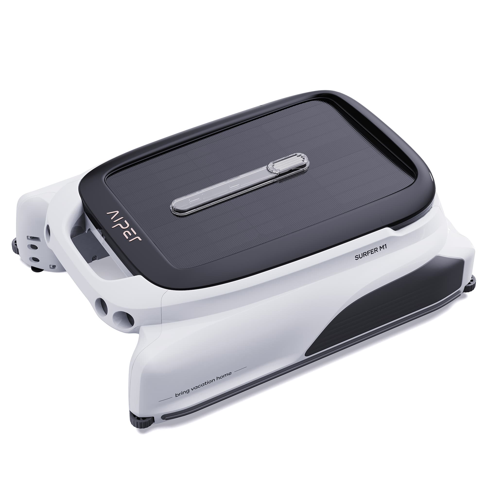 Front. Aiper - Surfer M1 Solar Powered Automatic Robotic Pool Skimmer Cleaner, Lasts 12 Hours, App Control, Ultrasonic Detection - White.